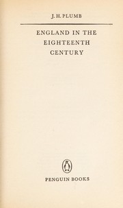 England in the eighteenth century / J. H. Plumb.