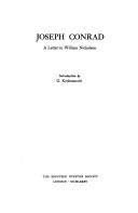 Joseph Conrad : a letter to William Nicholson / introduction by G. Krishnamurti.