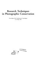  Research techniques in photographic conservation :